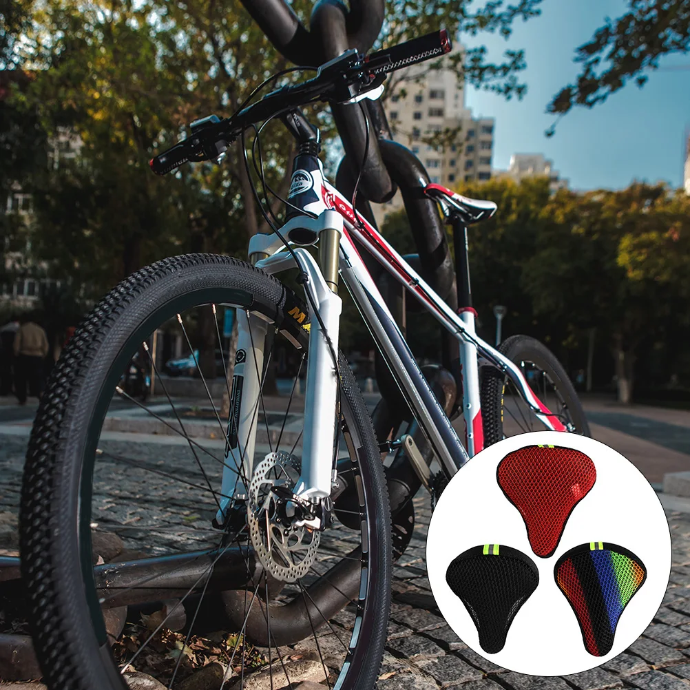 

3 Pcs Seat Cover Sunproof Cushion Polyester Durable Elastic Reflective Design Breathable Sunproof Bike Seat Cover Riding