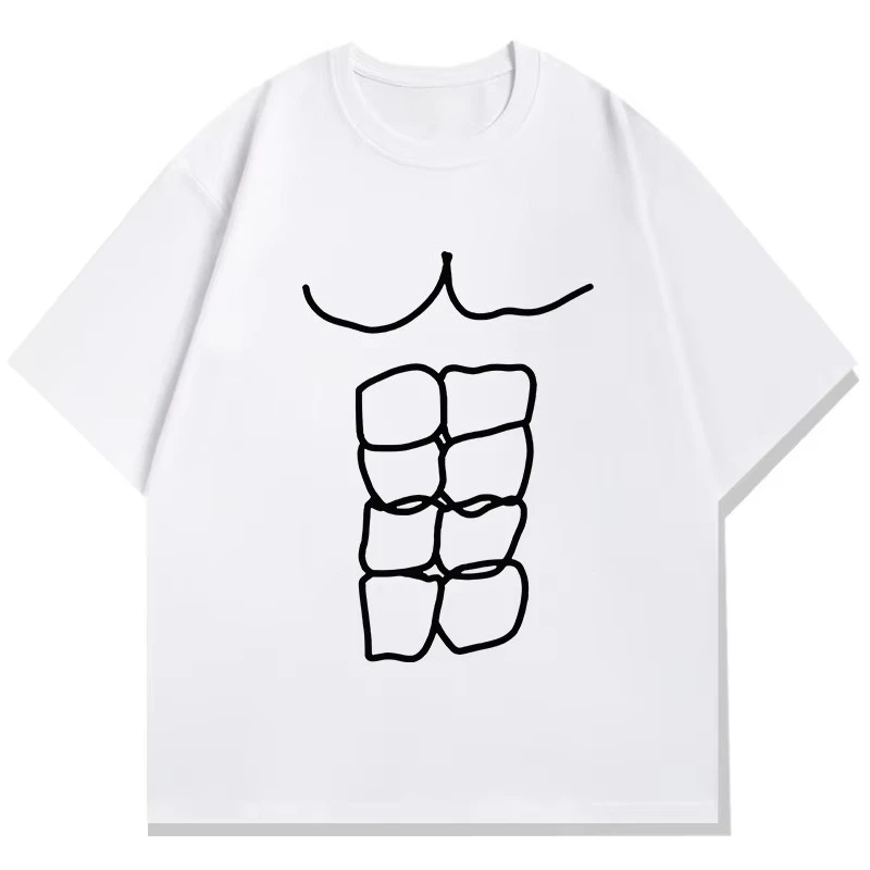 Fun Fitness Abdominal Muscle Print T-Shirt Women's Short Sleeve T-Shirt Women's Sports Top Summer Streetwear Graphic T Shirts
