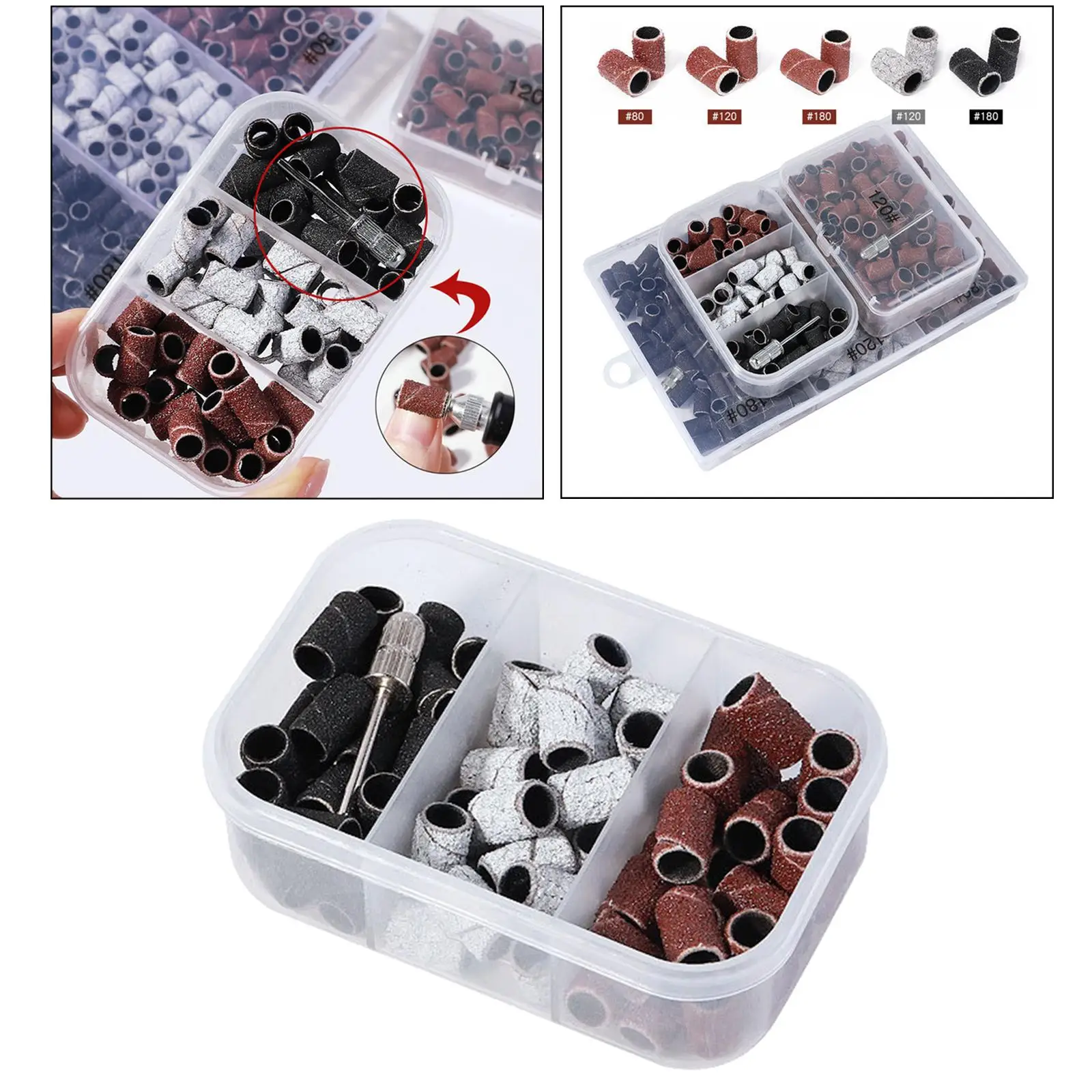 مجموعة أربطة صنفرة 6x مع مجموعة صنفرة لأدوات المانيكير الكهربائية - 75 قطعة ألوان مختلطة، 80 120 180 #6