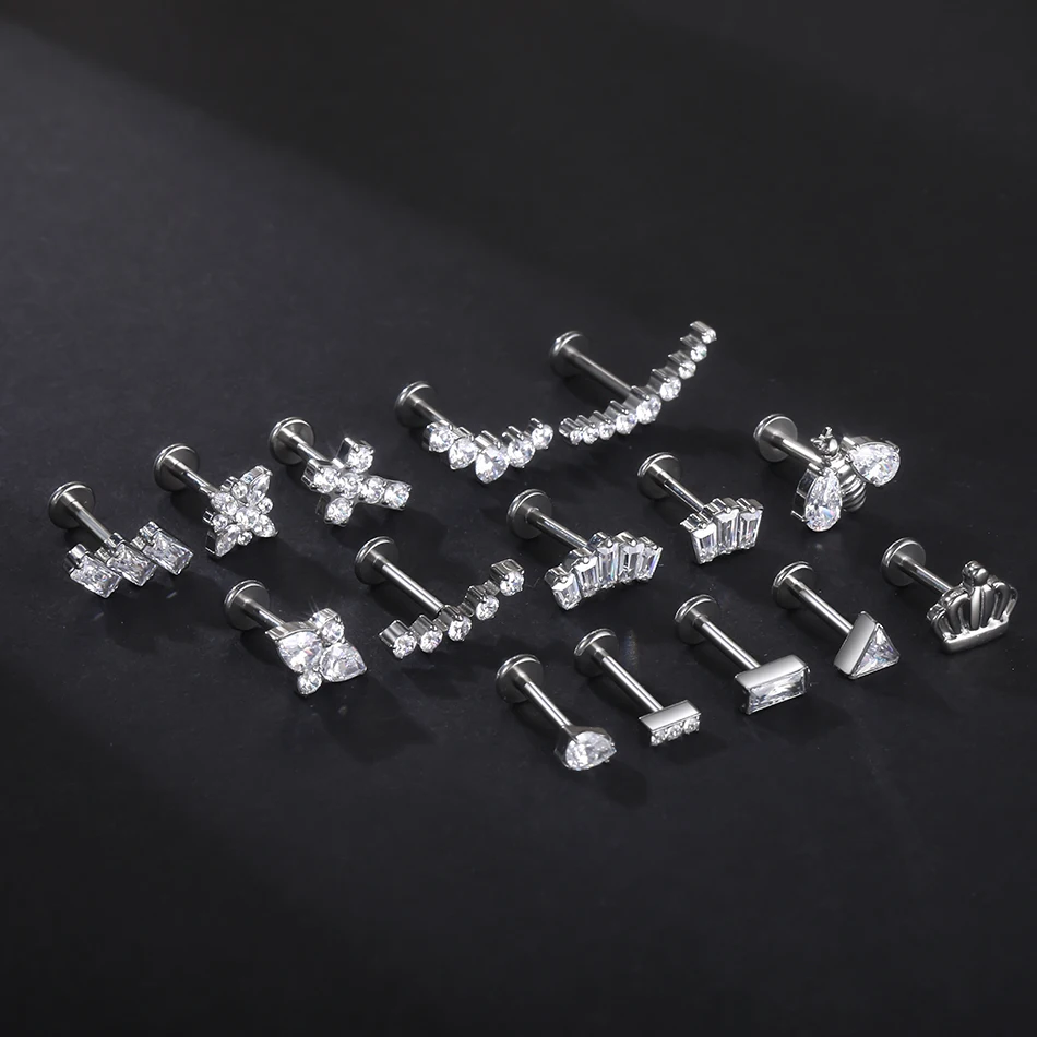 1pc Titan Innengewinde Kreuz Biene Marquise cz Labret Lippen Monroe Tragus Helix Ohrring Knorpel Piercing Frauen Schmuck 16g