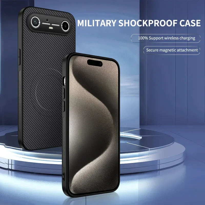 Für Tecno Pova Slim 5G Fall Luxus Kevlar Faser Magnetische Haut-freundliche Zurück Abdeckung für Tecno Pova Slim Stoßfest stoßstange Funda