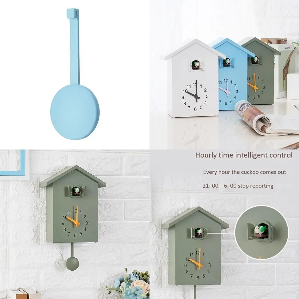 E8BD Modern Plástico Cuco Pássaro Cuco Quartzo Parede Pendurada Relógio Parede Arte Decoração da casa