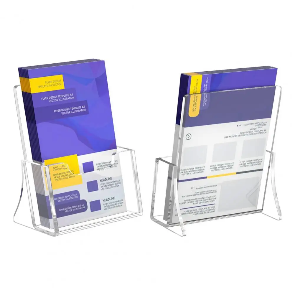 Acrylic Brochure Display 2pcs Acrylic Brochure Holder Set Flyer Display Stand with Slanted Back Reinforced Base for Countertop