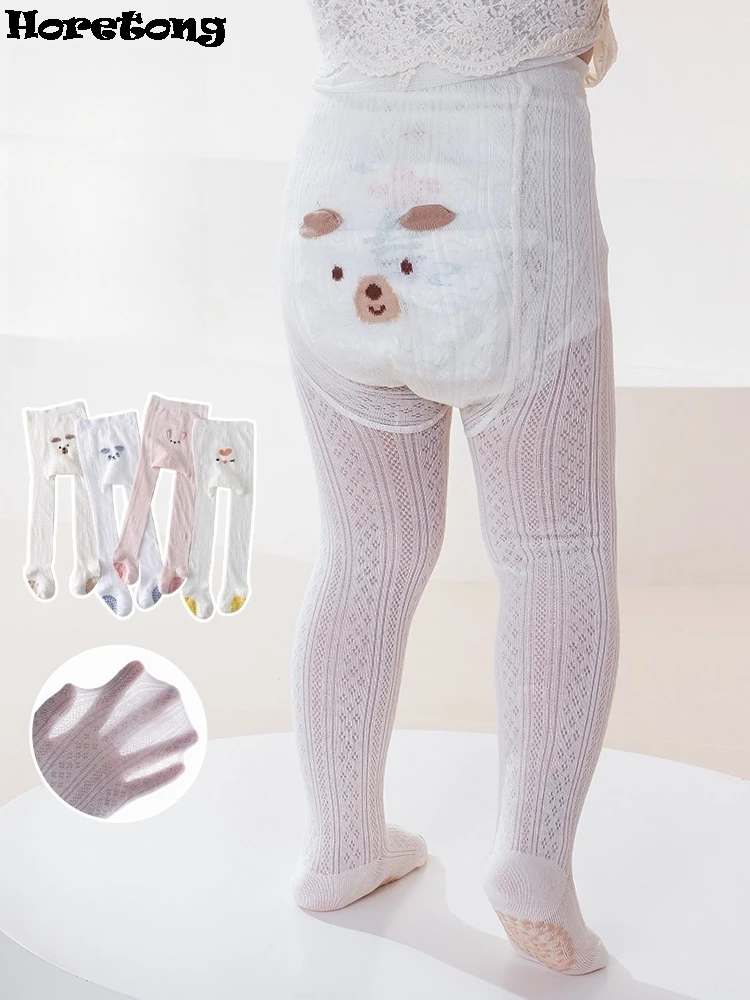 

Mesh Thin Pantyhose Summer 2025 Infant Toddler Cartoon Tights Newborn Breathable Elastic Stocking High Waist Overall Legging