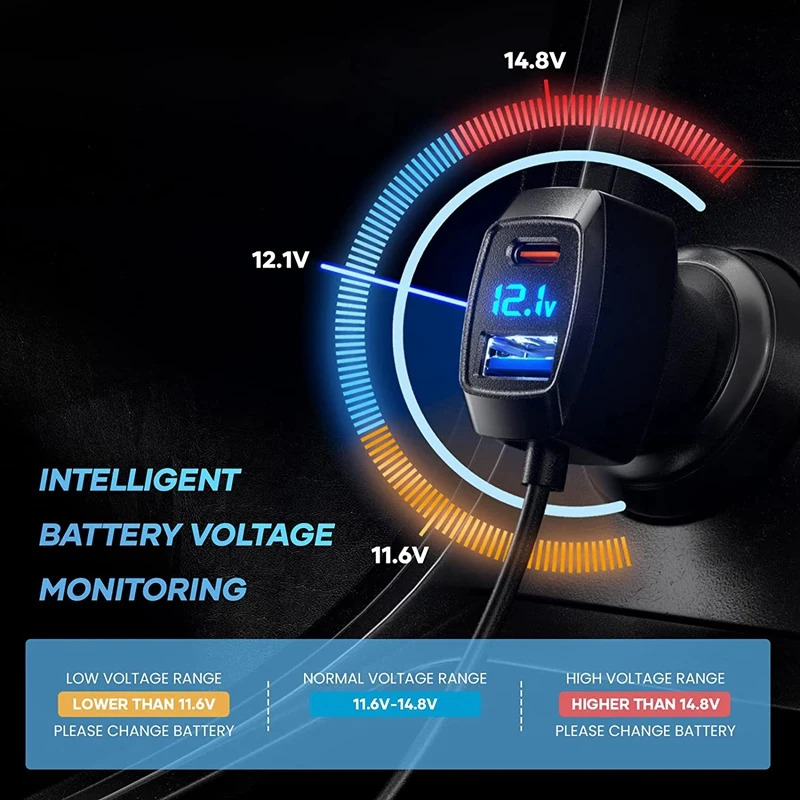 5 Multi Ports Type C Car Charger, 31W USB C Charger Adapter, Voltage Detection, Multiple Adapter For Back Seat Charging