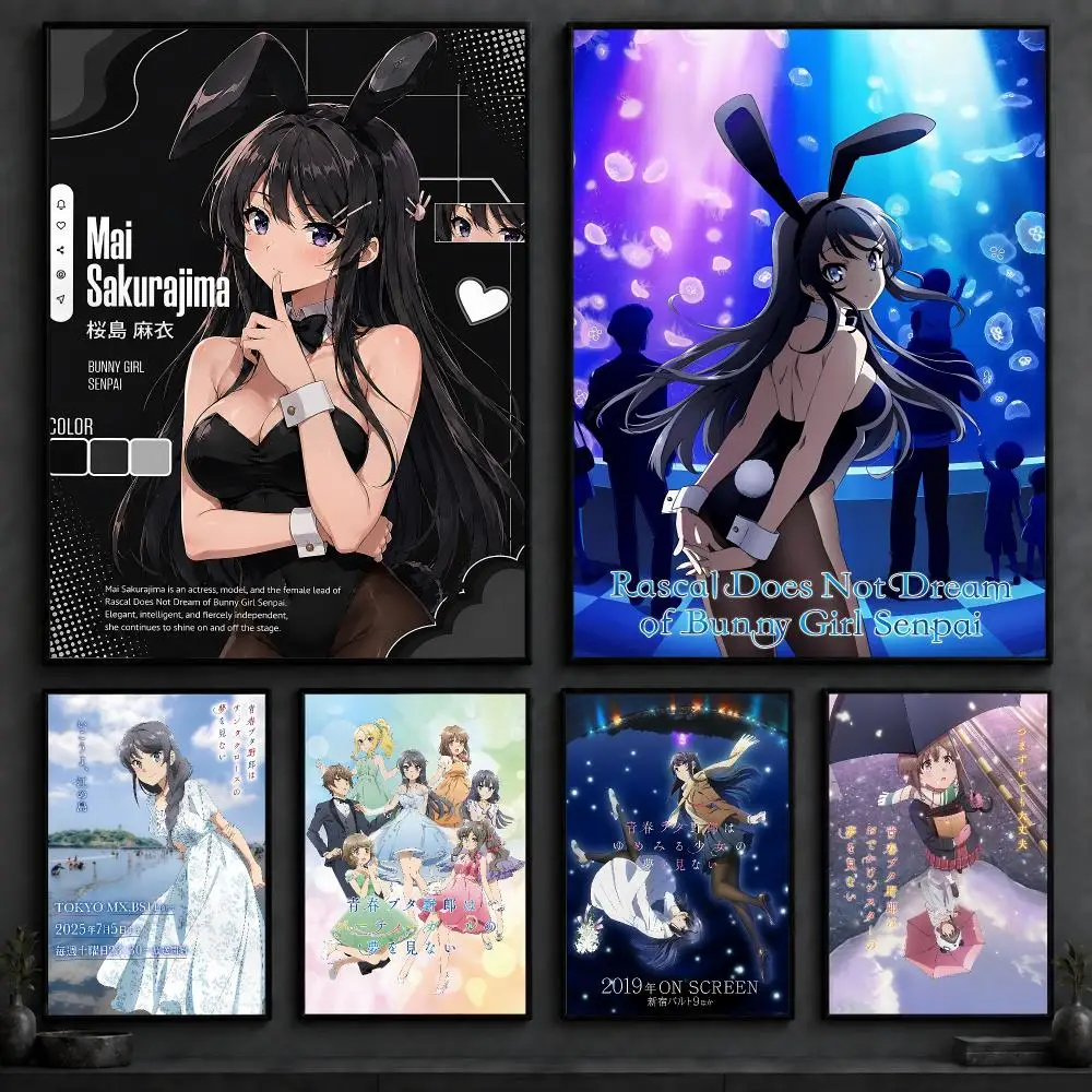 Anime R-Rascal Does Not Dream of Bunny Girl SenpaiS Poster Art  Self-Adhesive No Glue Residue Wall Decor for Bedroom Living Room