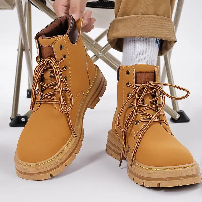 

Мужская обувь на платформе со шнуровкой для походов на открытом воздухе, весна-осень, дешевые удобные повседневные мужские ботинки с высоким вырезом по низкой цене по акции