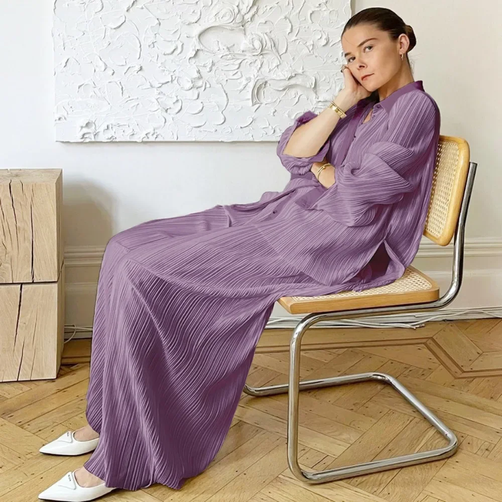 Oversized Satin Silk Sleepwear Women Long Sleeves Wide Leg Pants Trouser Suits Low Cut Sexy Home Shirt Suit Fashion Streetwear