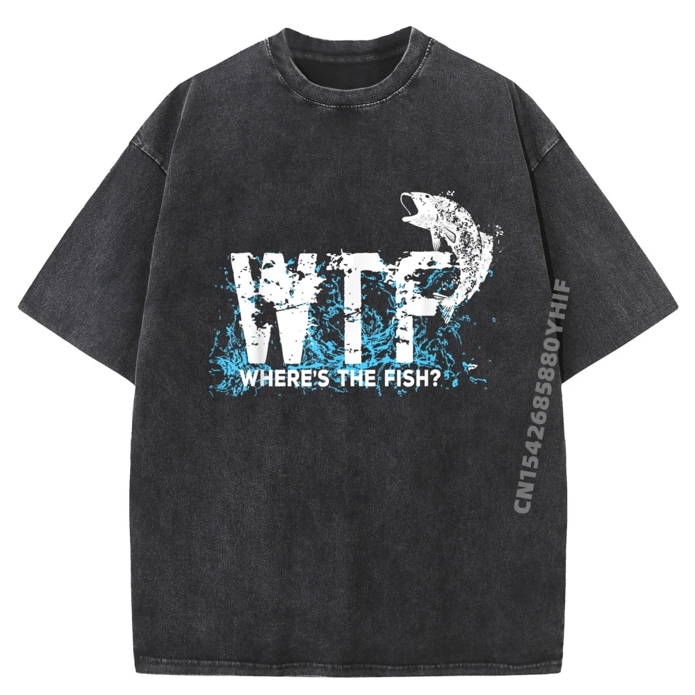 

Забавная черная рубашка WTF «Где рыбалка», рыбаки, футболки с рисунком, мужская одежда, стираная рубашка для отдыха