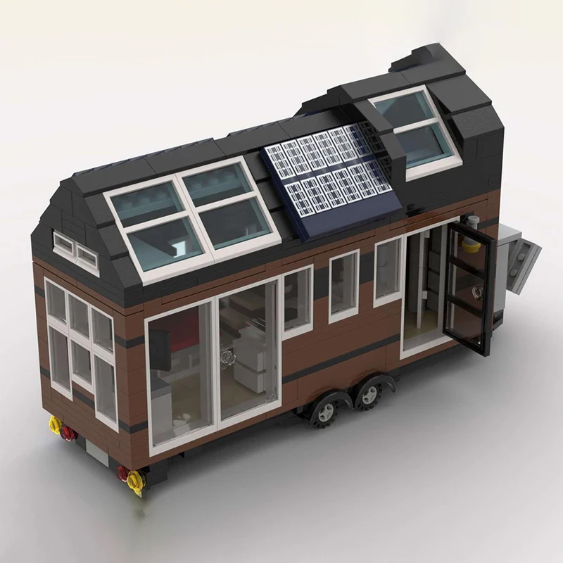 712PCS MOC Tiny House on Wheels 1 Mobile Residential DIY Model Building Blocks Birthday Gift