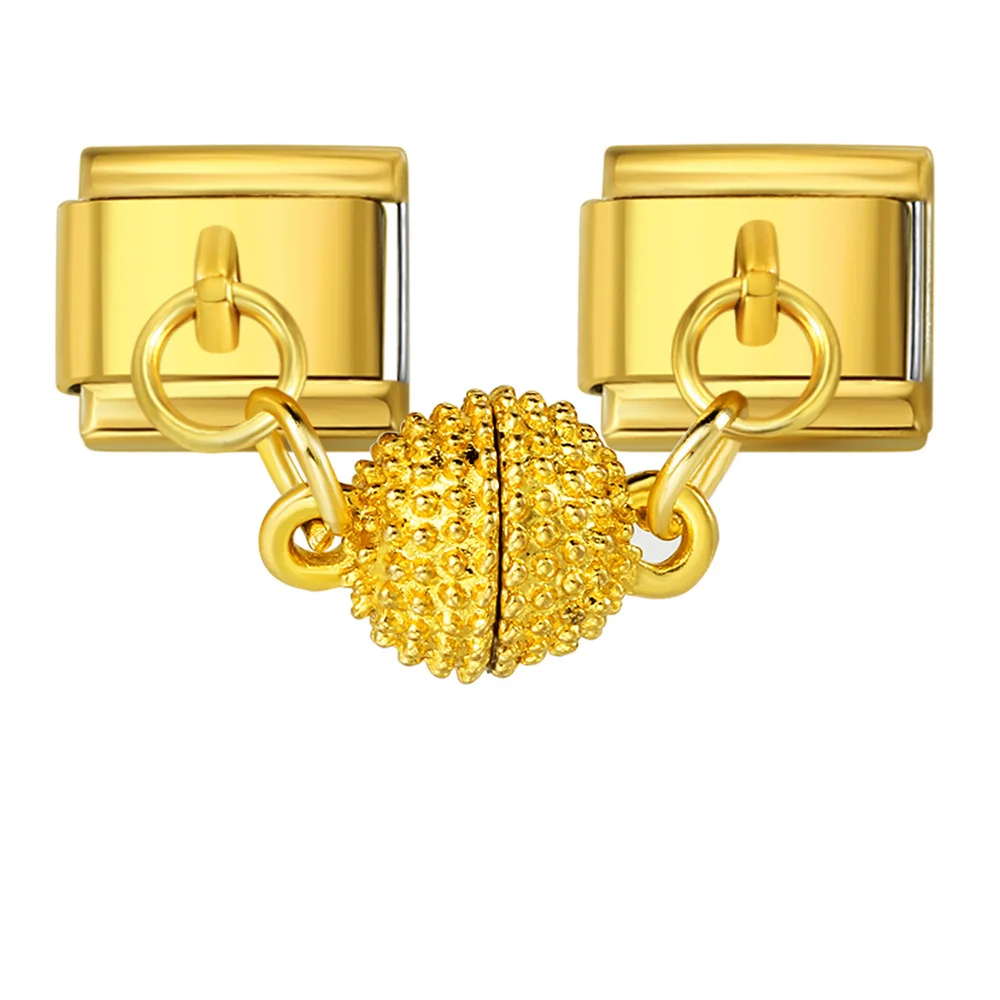 Abnehmbarer goldfarbener magnetischer Kugel-Charm im italienischen Stil, passend für 9-mm-Edelstahlarmbänder, Trend-DIY-Schmuckherstellung. – Detail 6