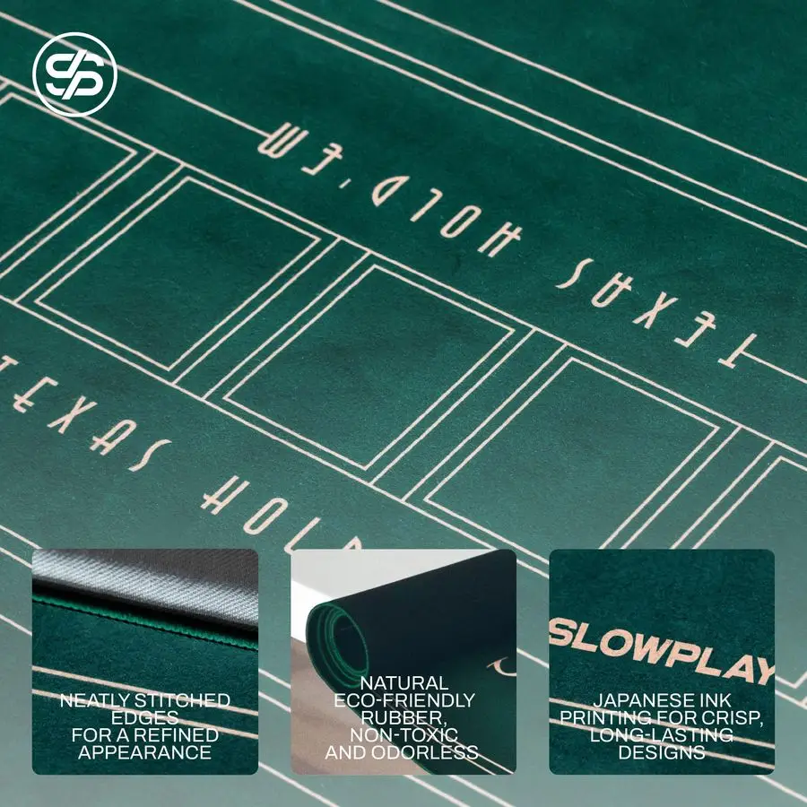 Tappetino da poker portatile Texas Holdem da 70 x 35 pollici con stampa di layout Art Déco, bordi orliati, superficie liscia e premi