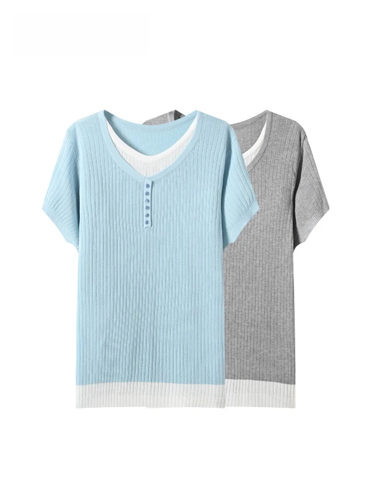 

Fashionable Loose Short Sleeve T-Shirt Women's plus Size Summer New Style Slimming Top Cara CLUB Korean Style round Neck
