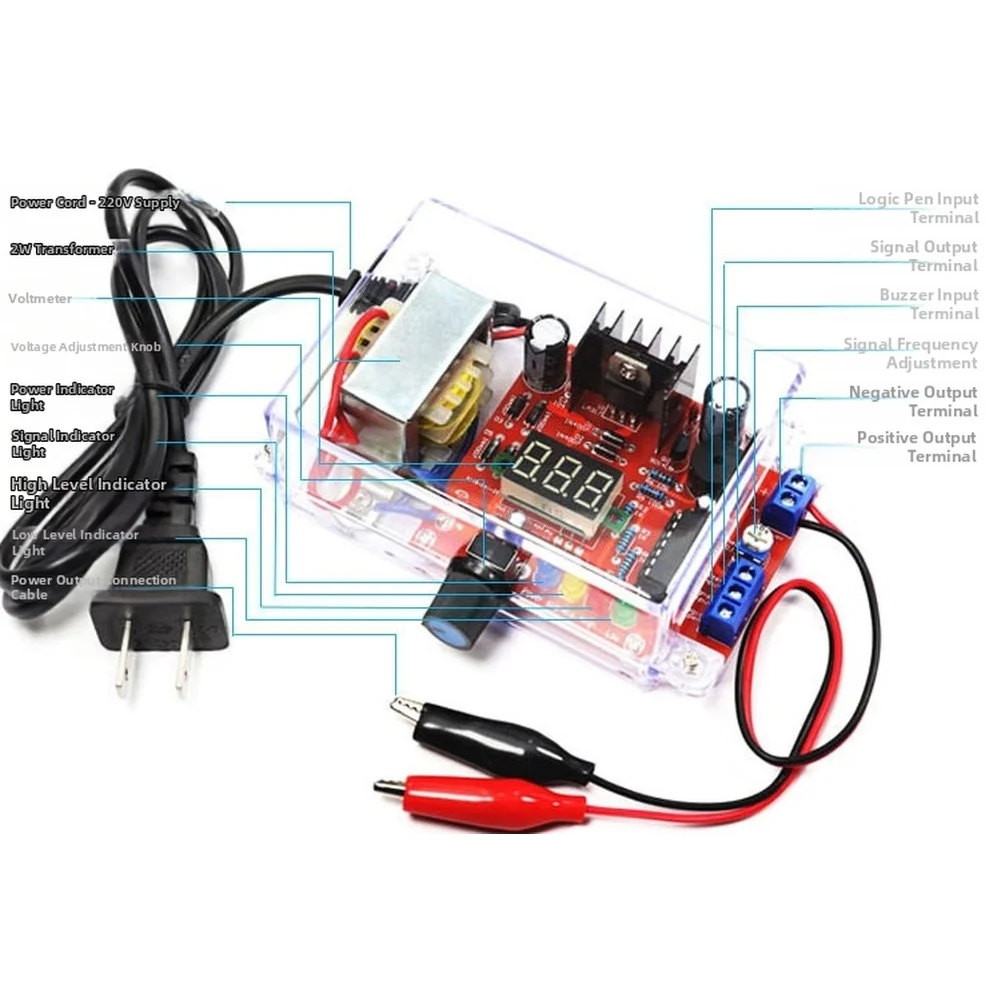 LM317 Adjustable Voltage Regulator Power Supply Kit DIY Electronic Project Signal Generator Function Logic Probe Feature