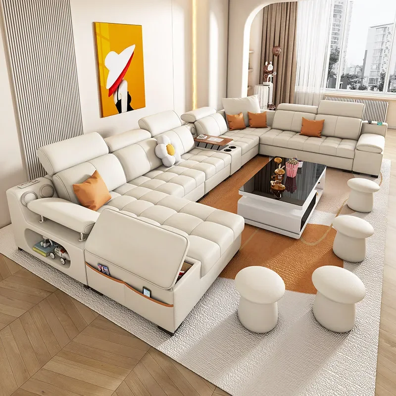 Cat scratching skin living room 2026 new modern simple cream wind cotton and linen fabric sofa size U-shaped