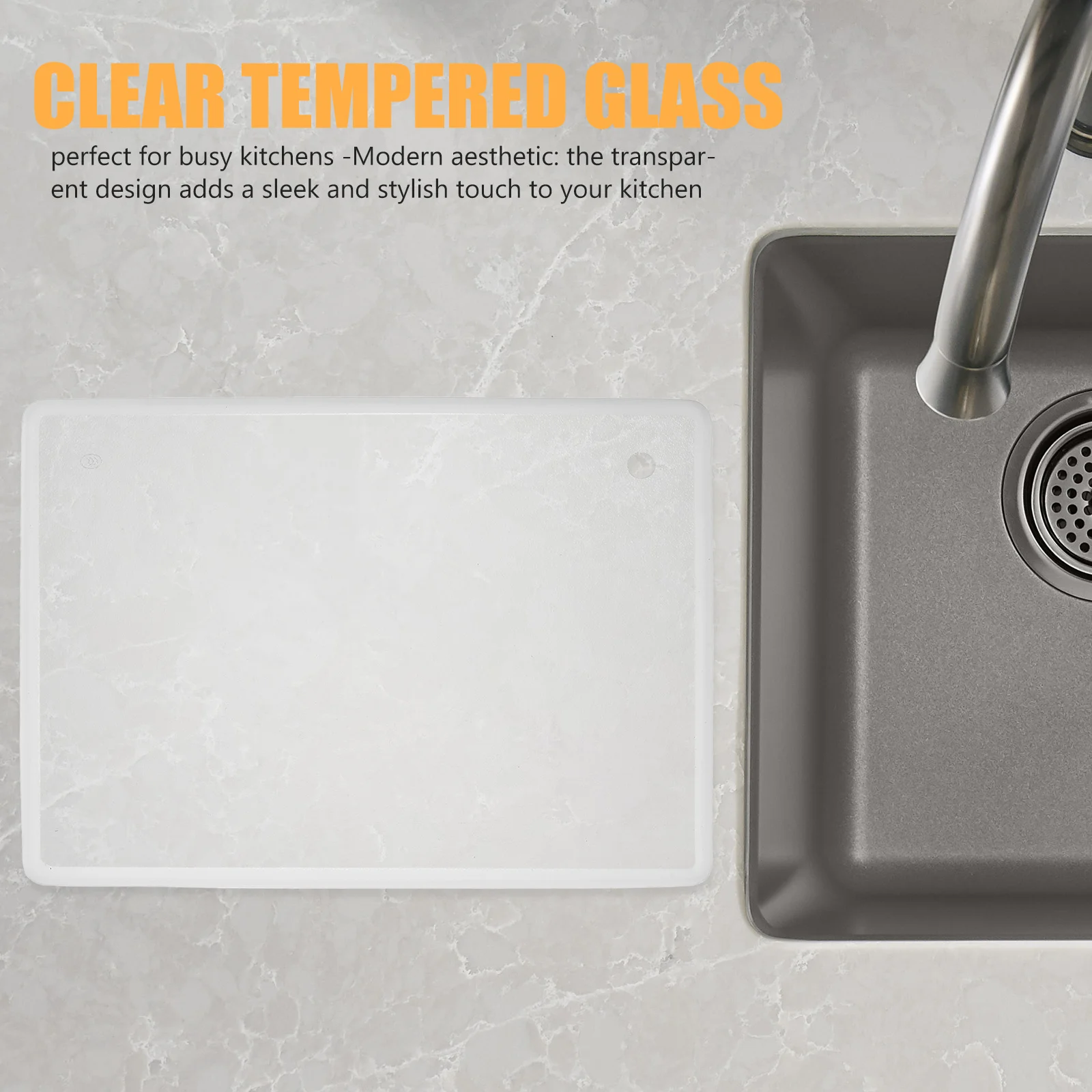 

Разделочная доска из закаленного стекла 40 см x 30 см, прозрачная матовая нескользящая силиконовая кромка, кухонный коврик для резки мяса, фруктов, овощей