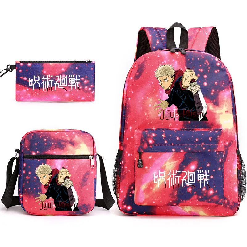 Jujutsu Kaisen kinderen Rugzak 3 stks/set Itadori Yuji Gedrukt Student Schooltas Schoudertas Potlood Tas Set