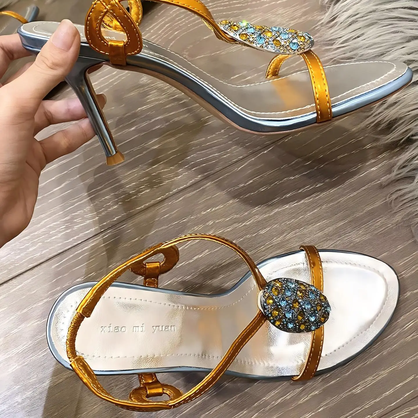 Purcoral 2026 New Crystal Rhinestone High Heel Sandals Women Open Toe Stiletto Heels Party Wedding Dress Shoes Random Free Gift view 3