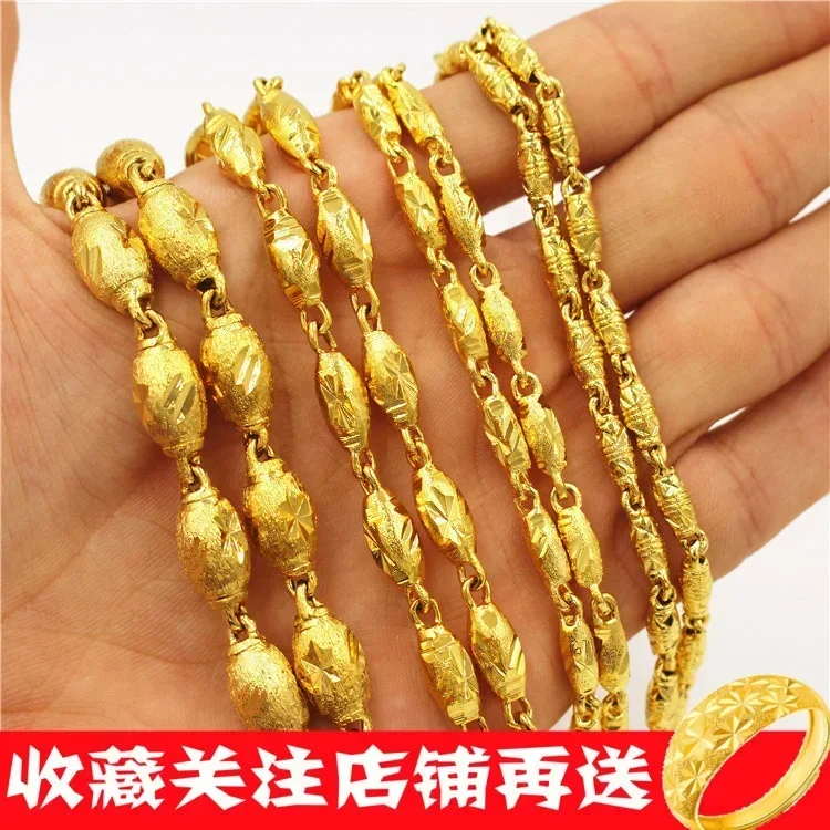 Pure 100% Plated Real 999 Gold 18k Necklace Male Permanent European Currency Personality Oversize Thick 999 For Women's Gifts