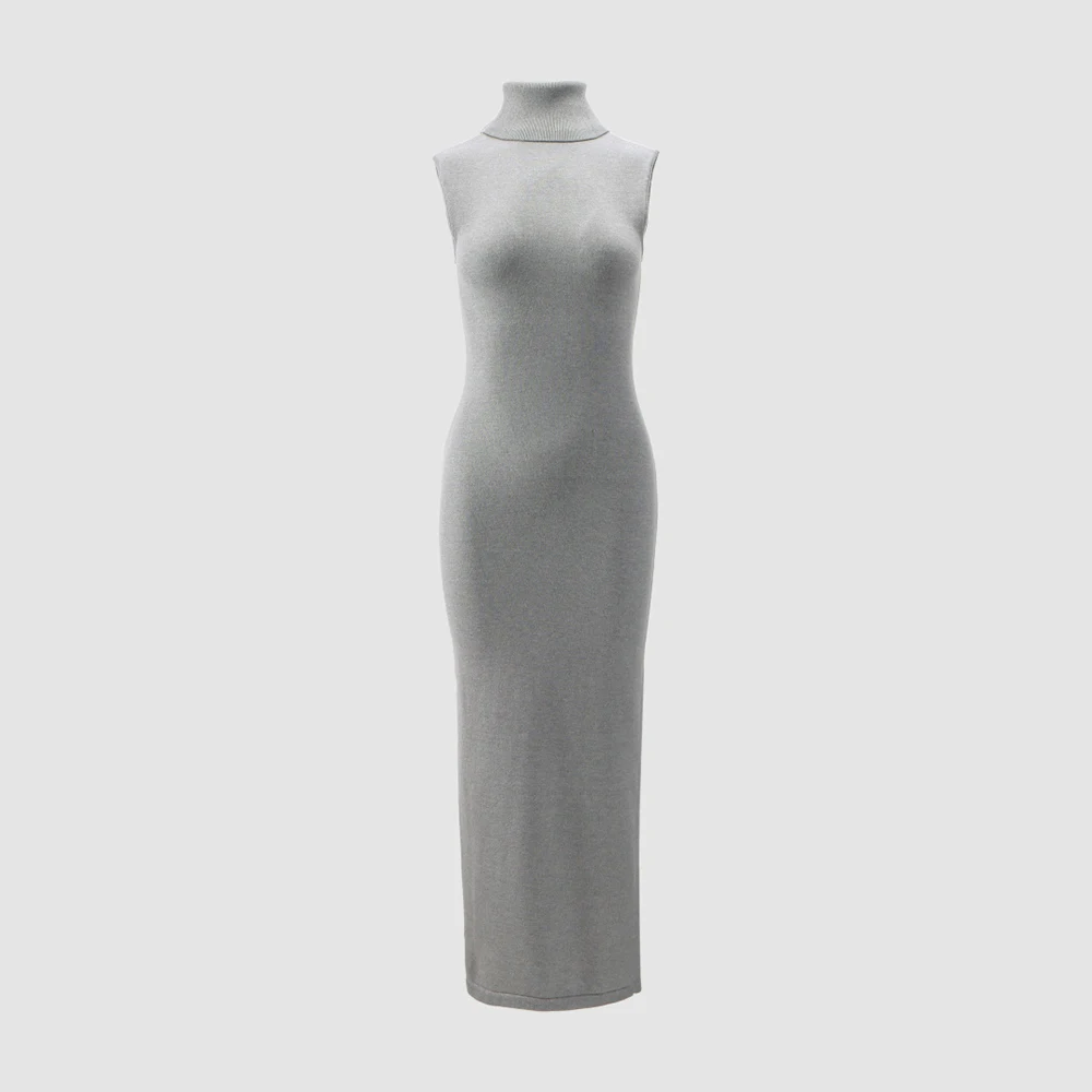 

Stretch-Fit High-Neck Women's Dress Simple and Elegant Commuter Sleeveless Long Dress 2026 Spring New Arrival Y2K Style