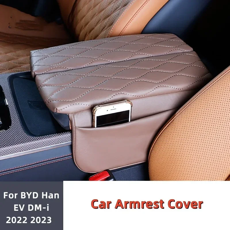 

For BYD Han EV DM-i 2022 2023 Console Armrest Box Cover Pad Anti-Scratch Leather Arm Rest Cushion