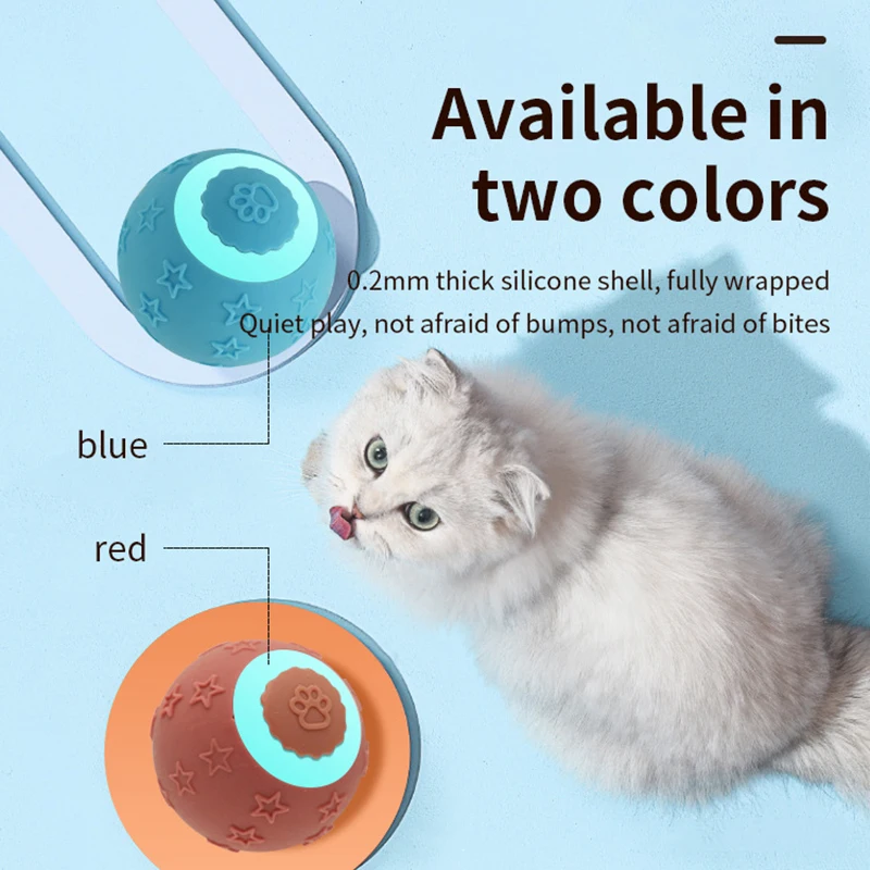 Smart Ball Cat Toy 2 Modes Rechargeable Cat Exercise Active Rolling Ball Toys Electric Cat Toys Interactive For Puppy Dog & Cats