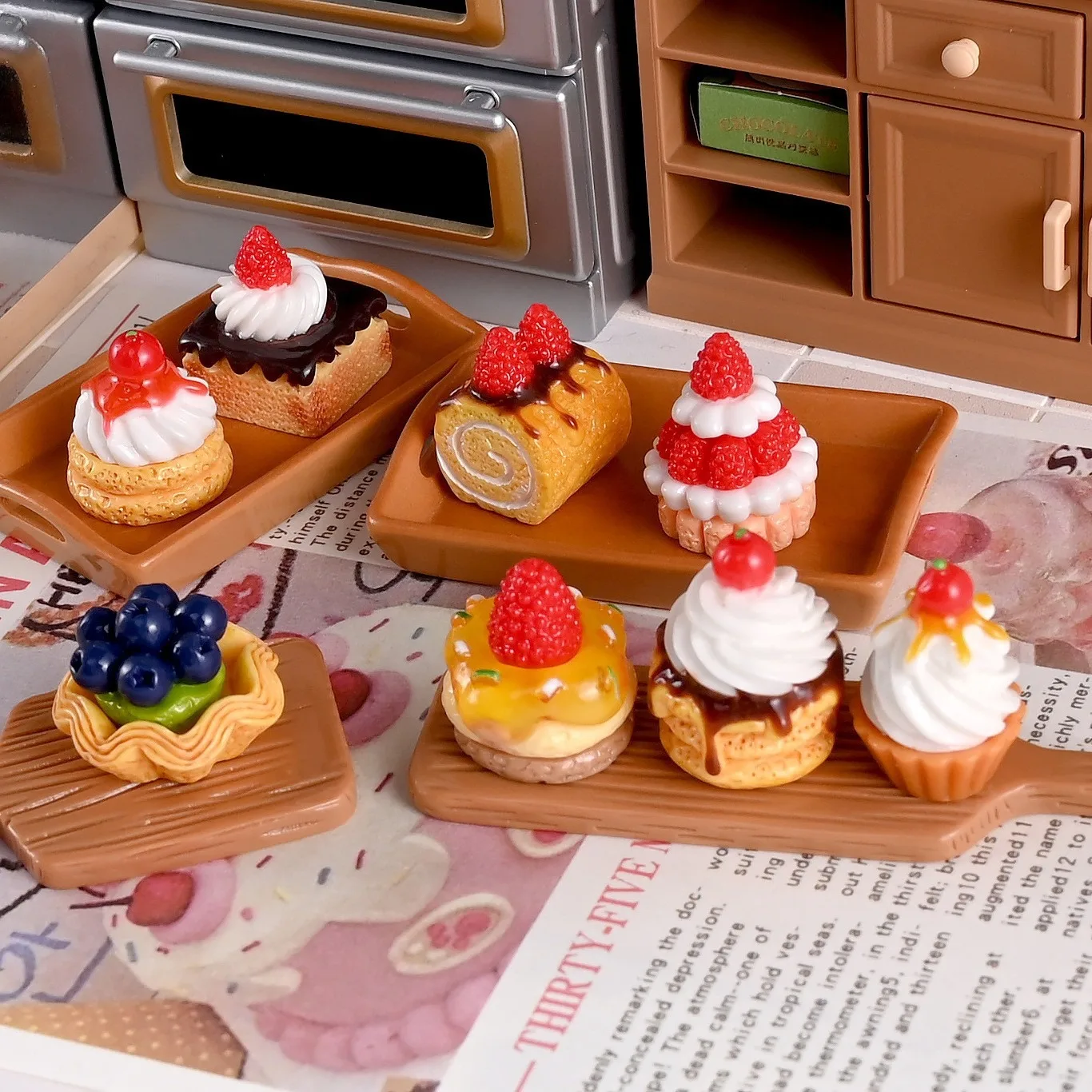9 Styles Fake Cake Play Food Resin Charms Flatback DIY Dollhouse Kitchen Decor Cream Craft Baking Game - view 5