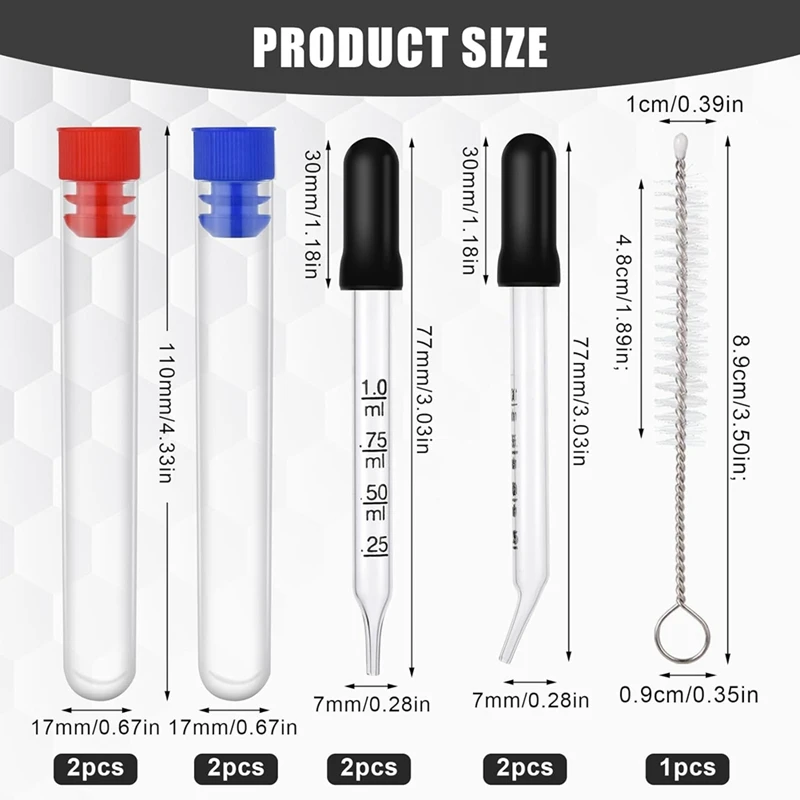 측정 구부러진 및 직선 팁이 있는 눈 스포이드 유리, 교정 피펫 스포이드, 필수 사용 용이, 1ml 스포이드, 4PCs