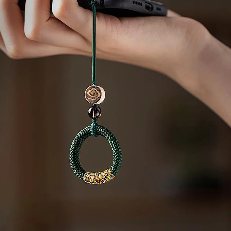 Kreativer Handy-Handschlaufe im chinesischen Stil, feiner, schlichter Schlüsselanhänger, Taschenanhänger, handgewebter Ring, Schnallenanhänger, Wolkenmuster – Detail 5
