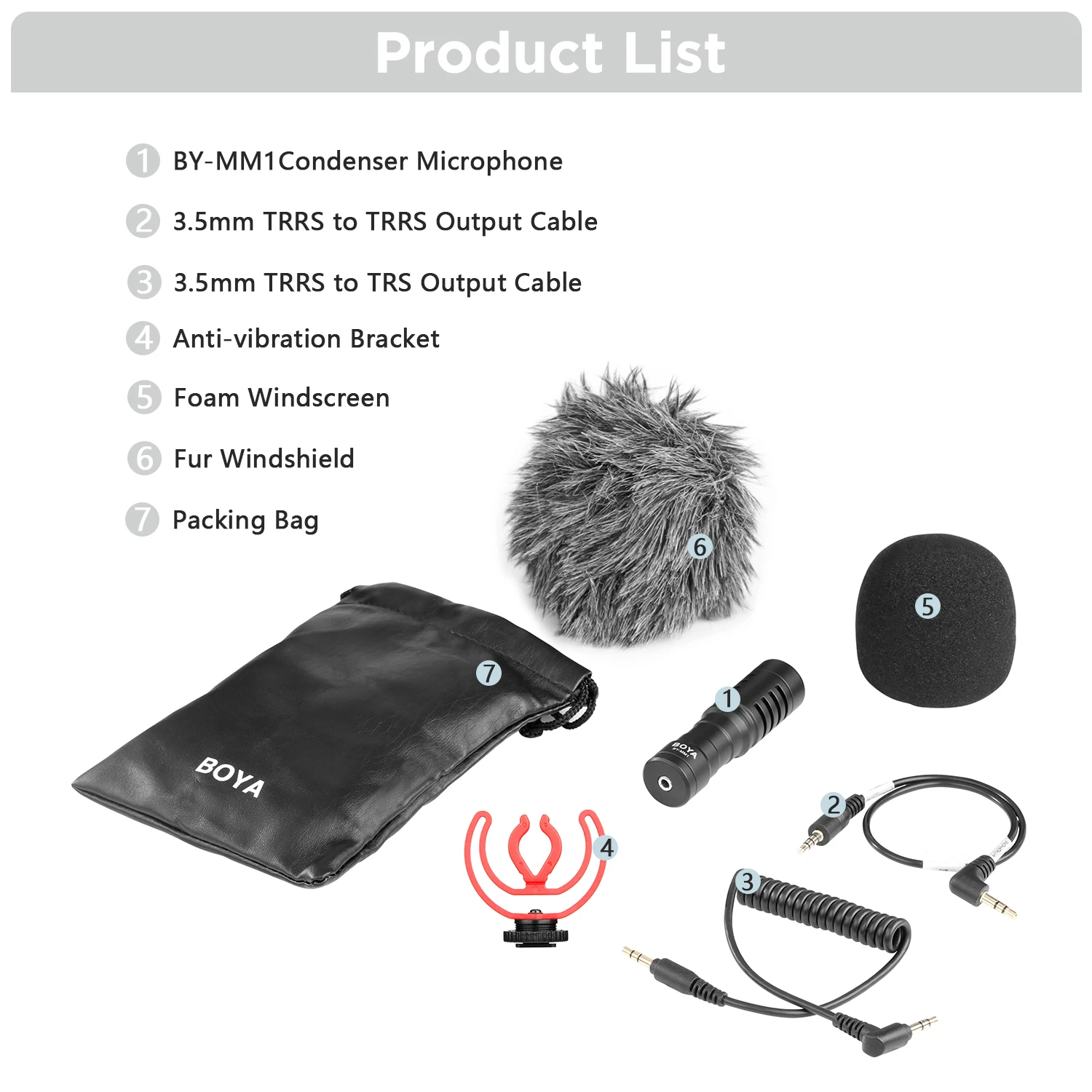 BOYA BY-MM1 Mikrofon Senapan Pada Kamera untuk Ponsel Pintar iPhone Android PC Laptop Canon Nikon Kamera DSLR Perekaman Youtube Vlog