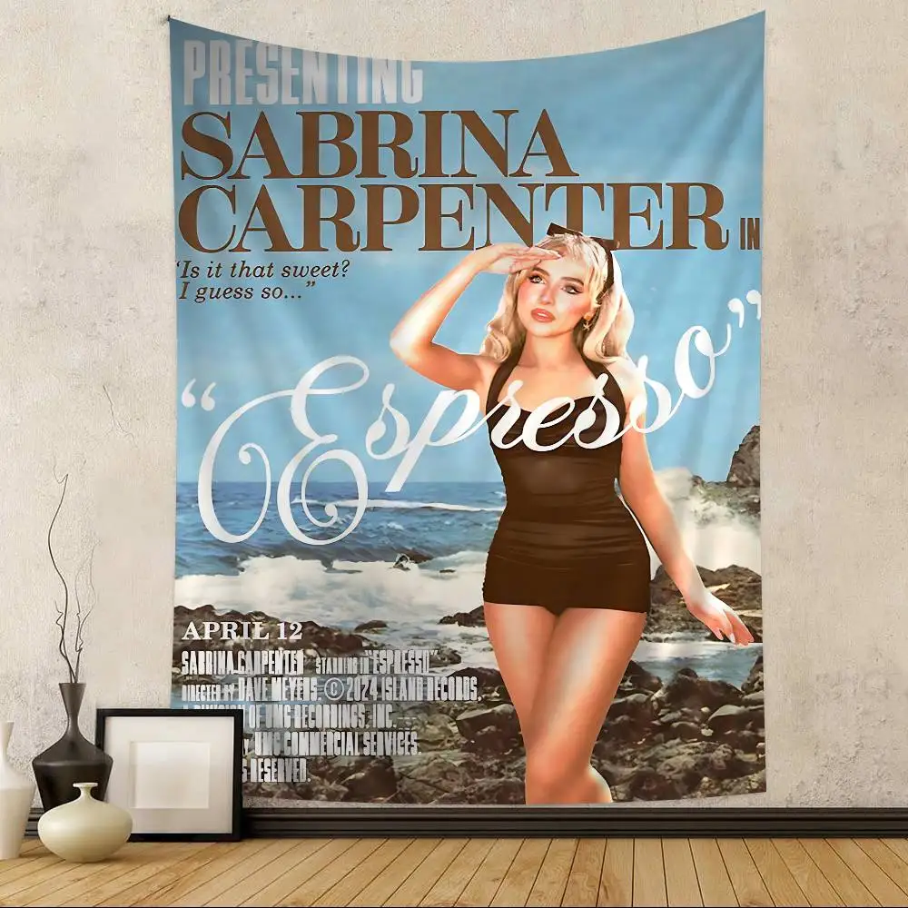 S-Sabrina C-Carpenter Singer Cartoon Tapestry Wall Hanging Decoration Household Home Decor
