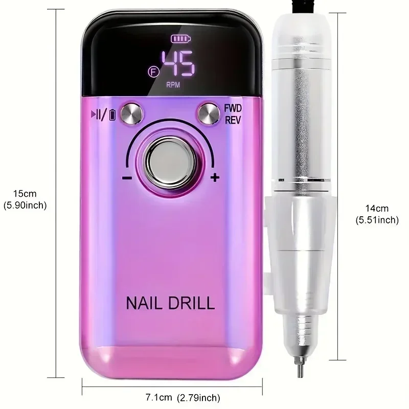 Nail polishing machine 45000 rpm, rechargeable portable electric nail polisher.