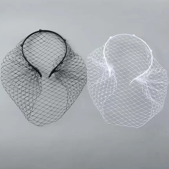 خمر لؤلؤة كريستال الزفاف خوذة طرحة الزفاف غطاء الوجه رباط شعر ريترو بعد الظهر الشاي حفلة إكسسوارات الشعر للنساء