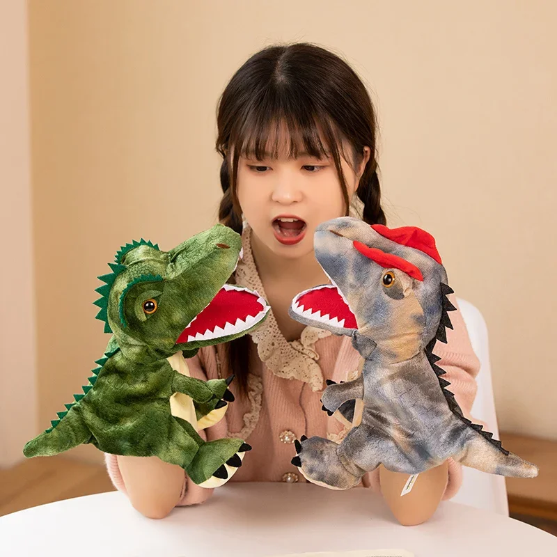 Marionnette en peluche dinosaure Spinosaurus Triceratops tyrannosaure dessin animé Dino Animal peluche petite histoire accessoire interactif cadeau