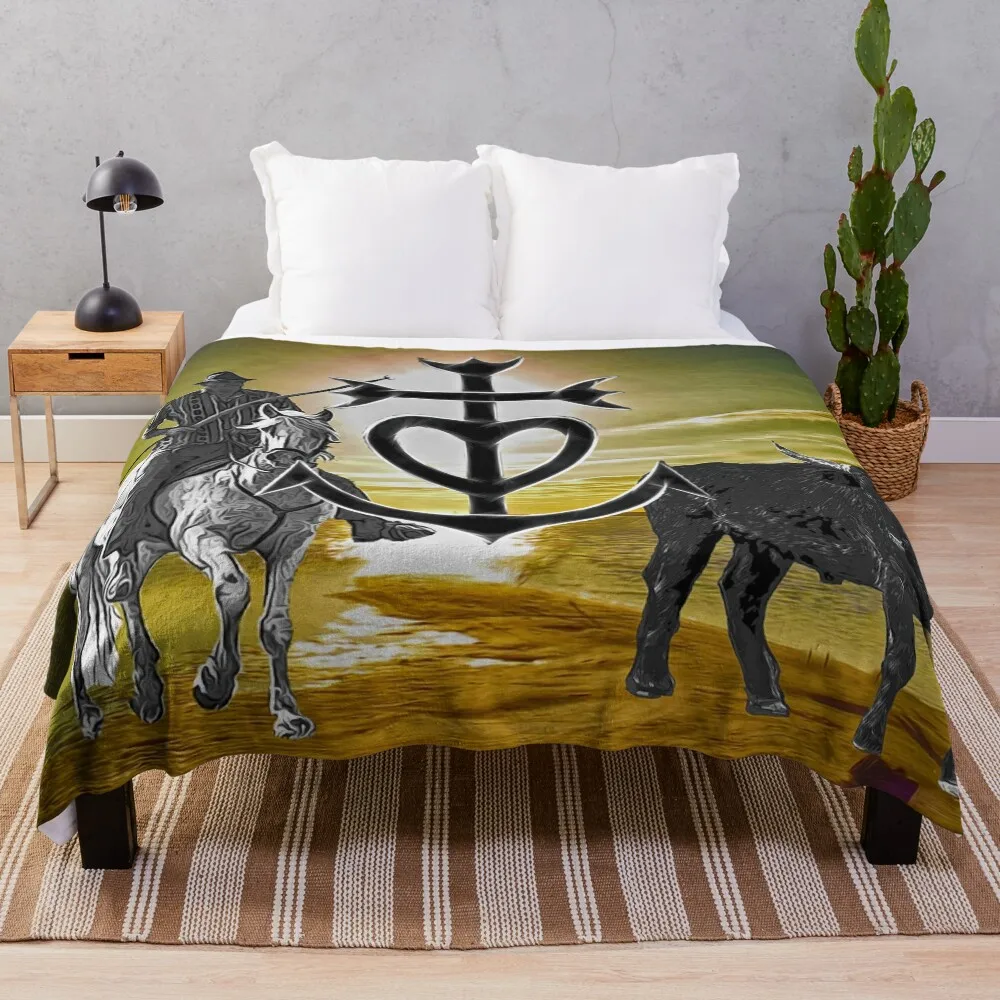 

camargue cross and gardian Throw Blanket Multi-Purpose Soft Decorative Sofa warm winter Blankets