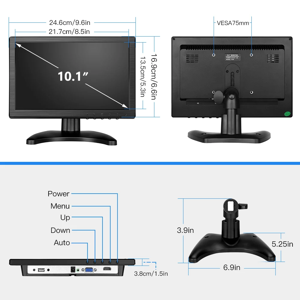 Imagem -05 - Eyoyo Em10w 10.1 Polegada Ips Touch Screen Lcd Monitor 1280x800 Resolução Suporte Hdmi Vga Entrada de Áudio para Computador Portátil Caixa