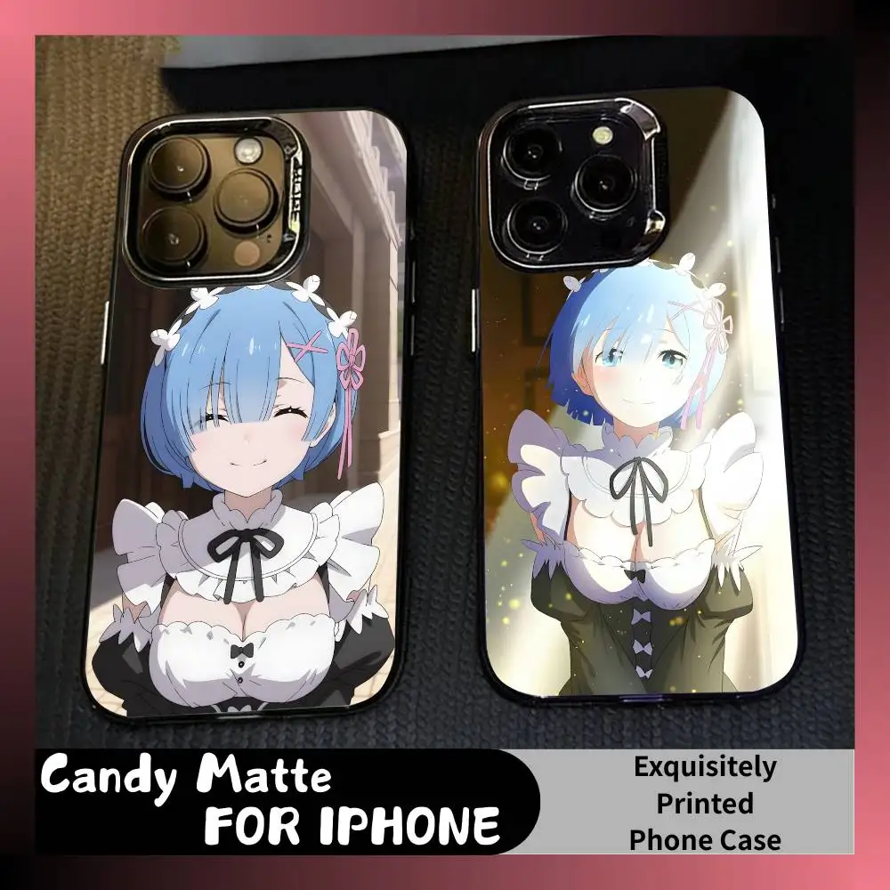 

R-REM-M From Re-Z-Zero Phone Case For iPhone 16 17 15 14 12 13 Pro Max Black Candy Matte Shockproof Cover