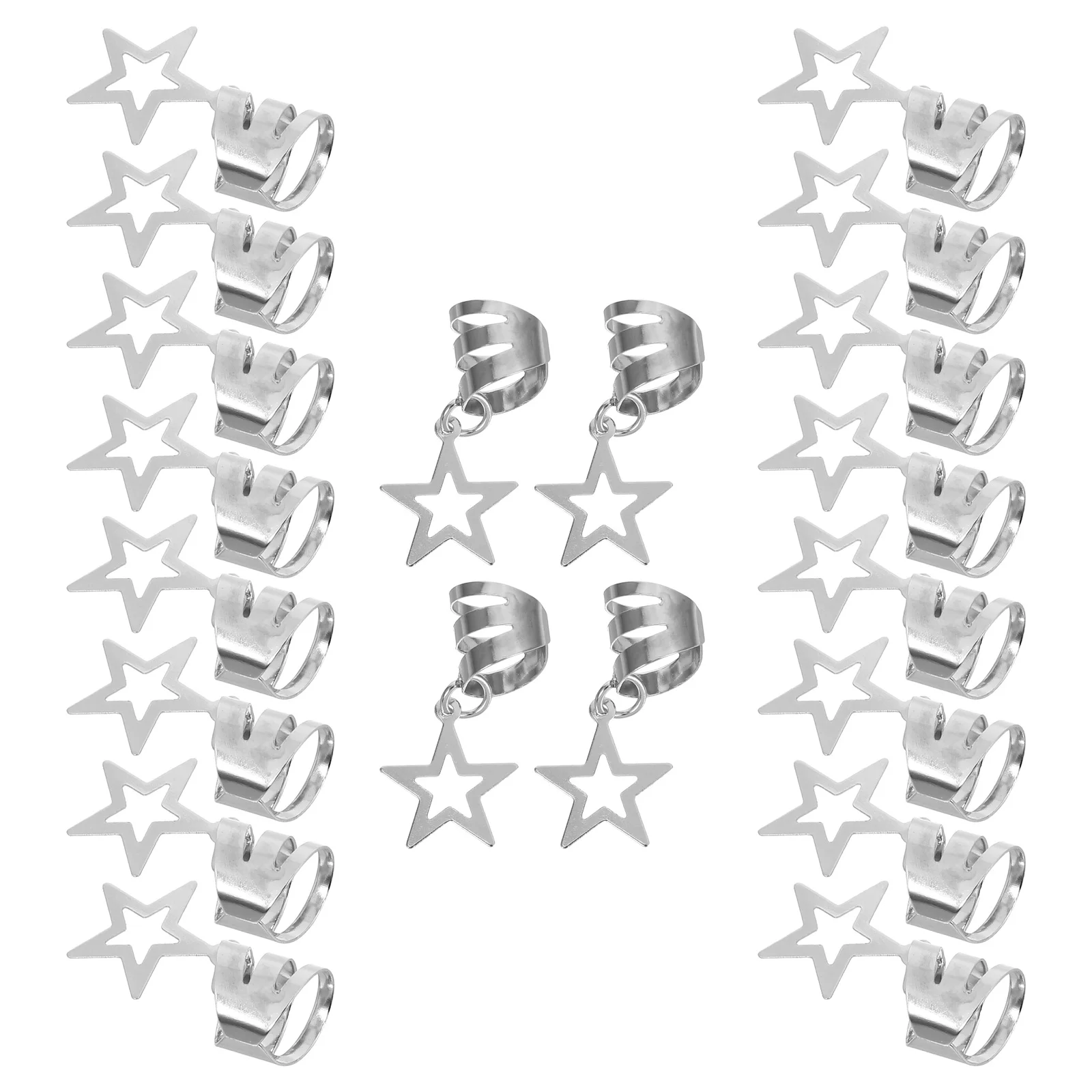 

20pcs Dreadlocks Hair Decorations Women Braid Rings Jewelry Clip Open Star Design Comfortable Lightweight Hair Accessories