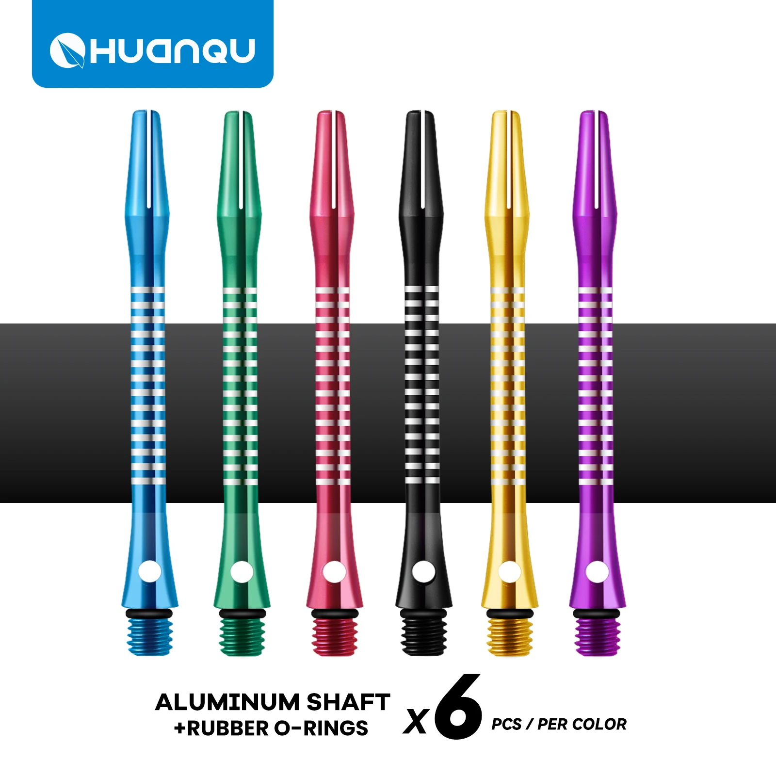 

Набор из шести стержней для дартса из алюминиевого сплава Huanqu, общая длина 53 мм, стандартная резьба 2Ba, доступны разные цвета, с резиновыми кольцами, профессиональные аксессуары для дартса.