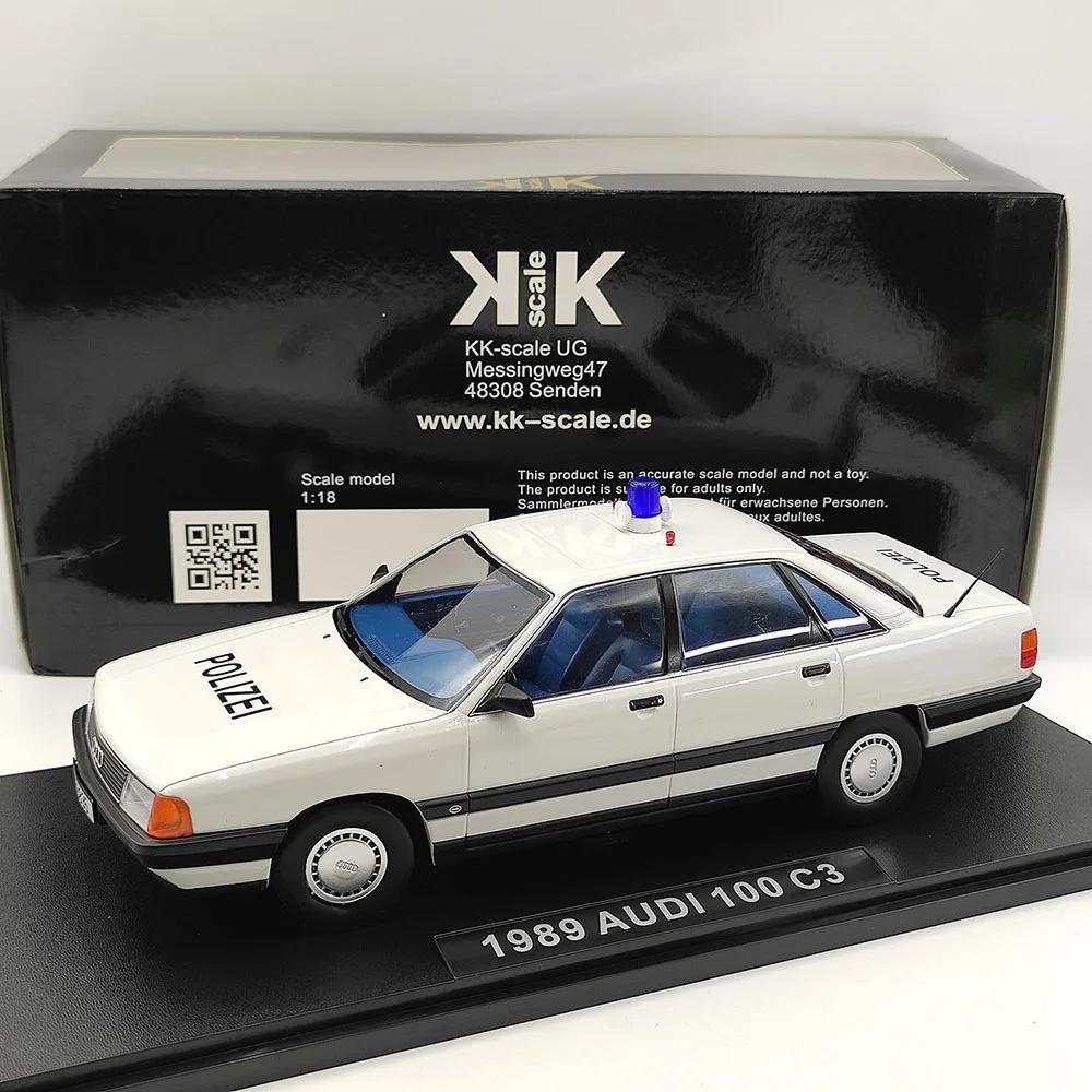 

Diecast KK 1:18 Scale 1989 AUDI 100 C3 Police Alloy Car Model Collectible Toy Gift Souvenir Display Ornament