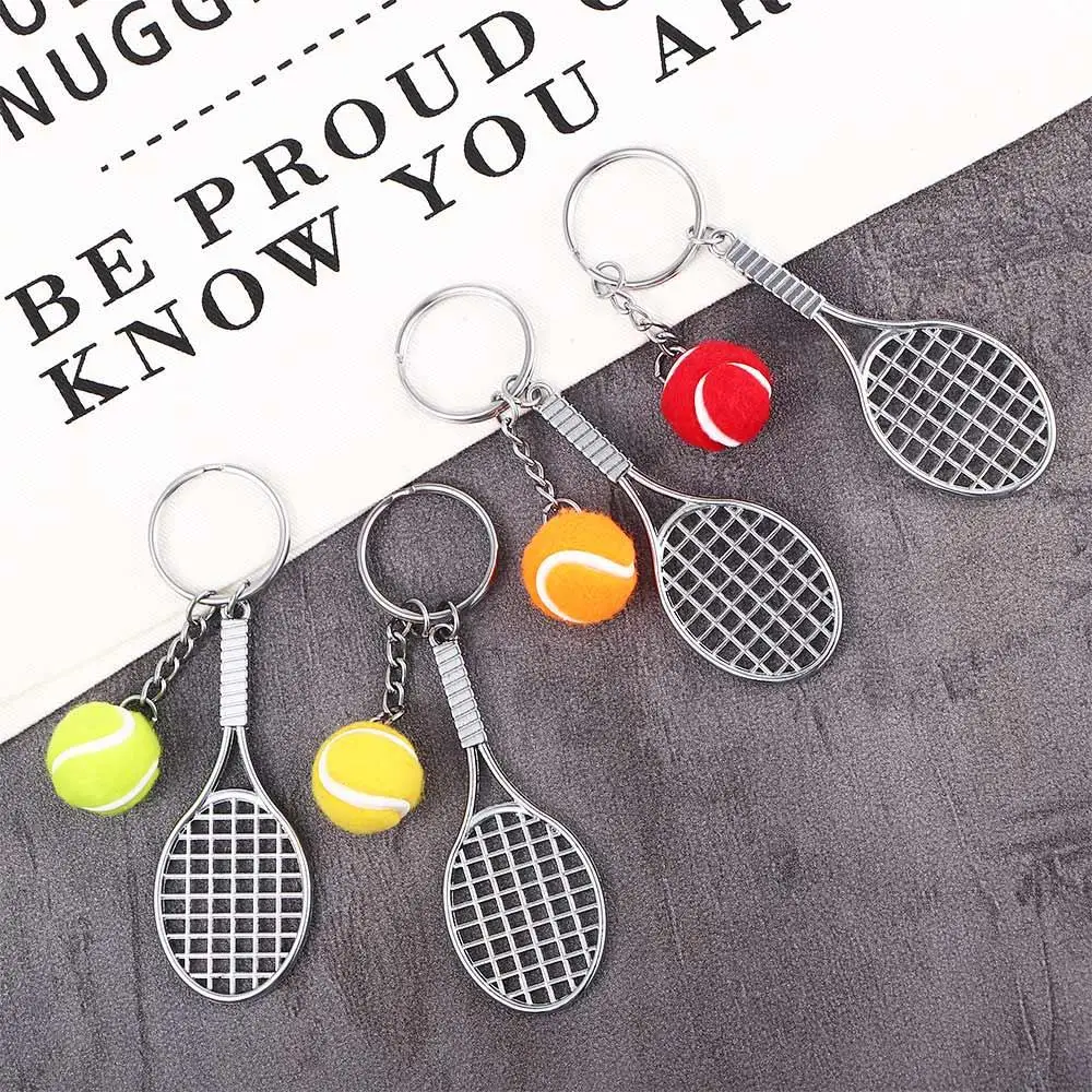 LLavero de raqueta de tenis para adolescentes, Mini llavero de bola de tenis, colgante de coche, 6 colores