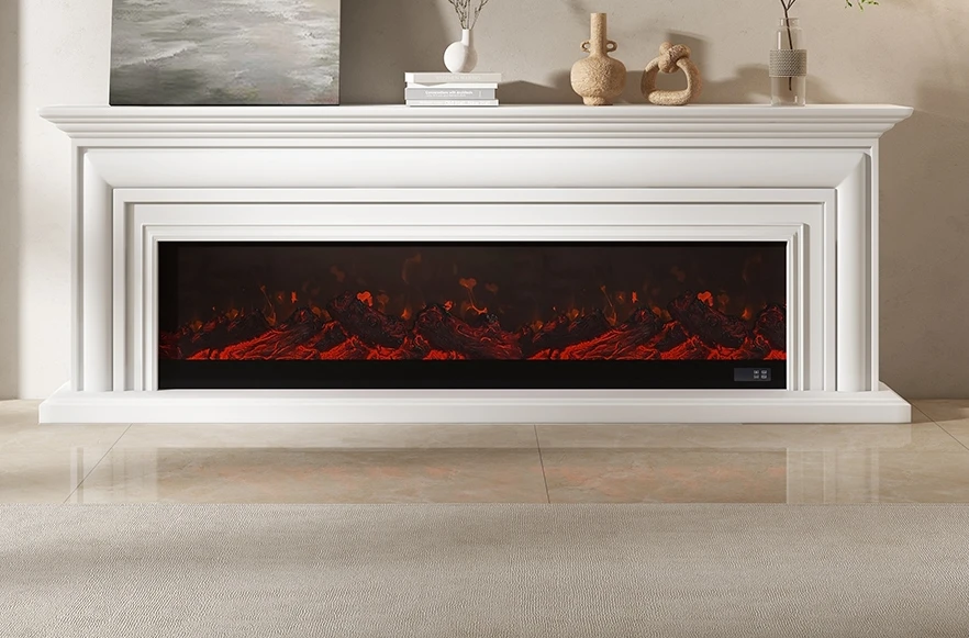 American Simulated Flame Electronic Heating Fireplace TV Cabinet Modern Simple Wabi-sabi