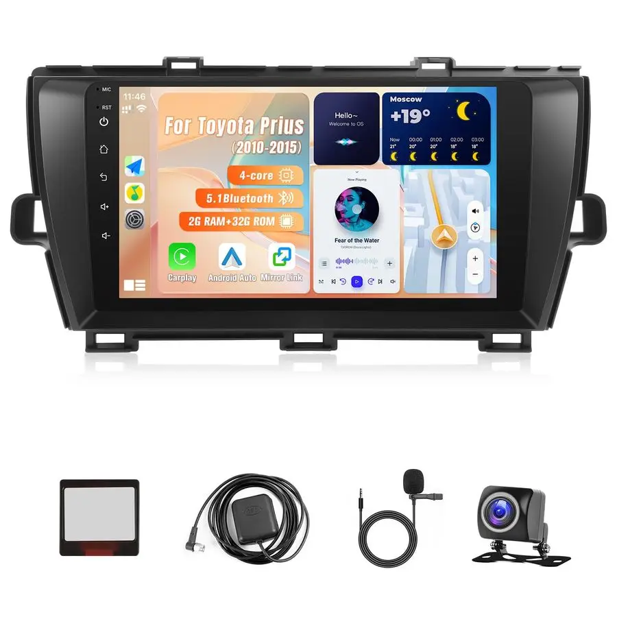 راديو ستيريو لسيارة Toyota Prius 20102015 مع Apple Carplay Android Auto 9 IPS شاشة تعمل باللمس استبدال وحدة رأس السيارة مع GPS BT W #1