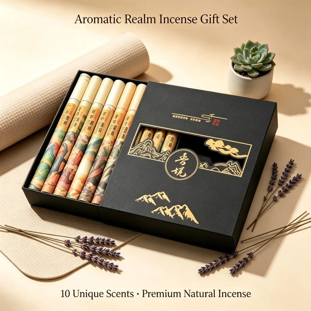 10-Flavour Incense Set, Handmade Without Additives, Sandalwood, Ambergris, Pear Scent, Perfect for Home, Gift, or Tea Room