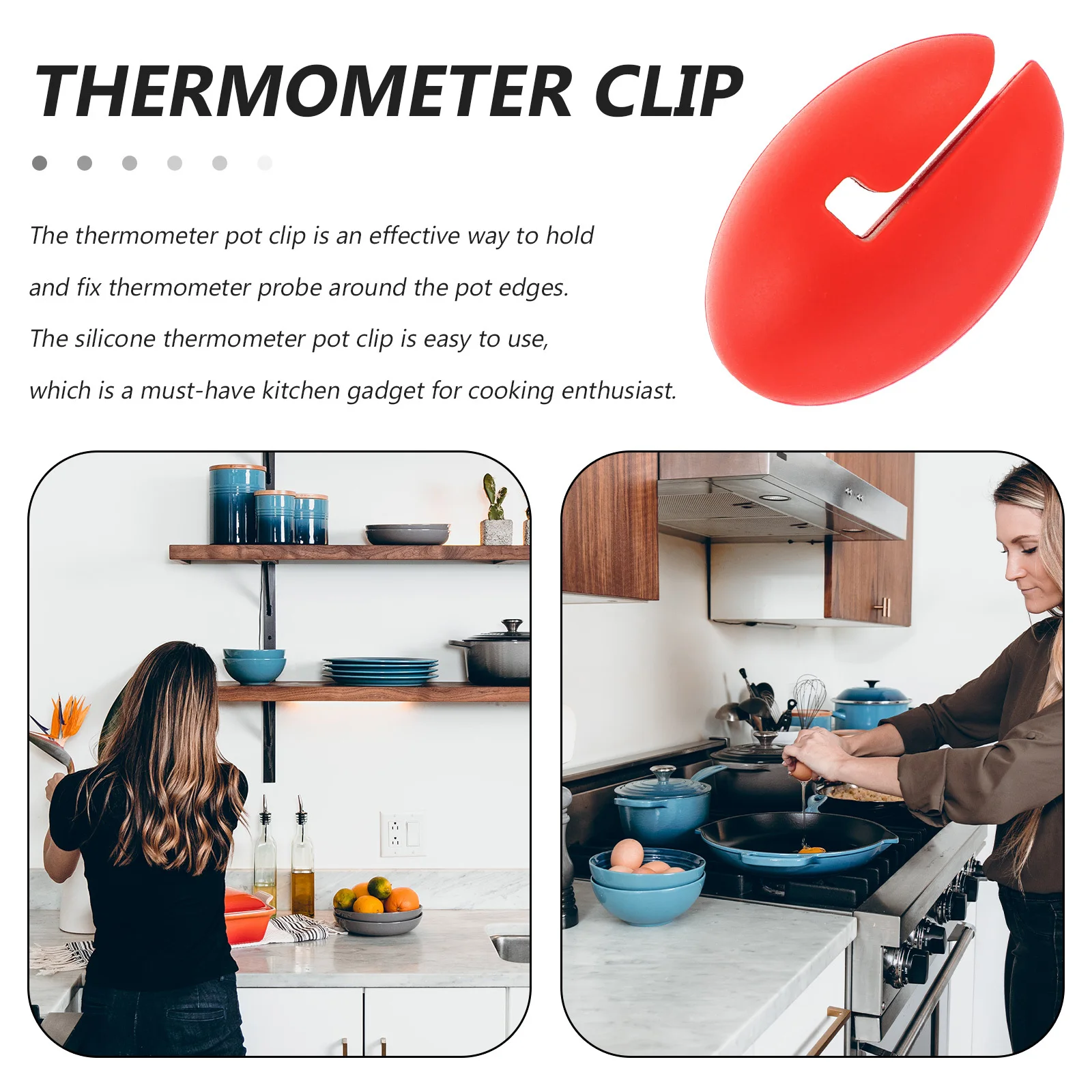 

Silicone Thermometer Clip Holder for Pots Easy to Use and Clean Temp Probe Clamp Thermometer Clip Temperature Probe Clamp