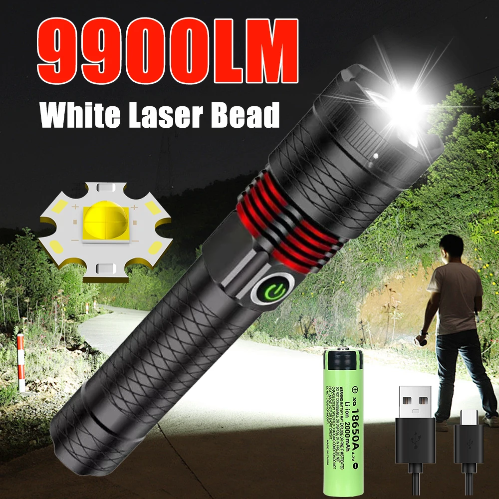 

Super Bright LED Flashlights Rechargeable Long Range Torch 2000m Telescope Zoom Whaterproof Powerful Camping Fishing Lantern