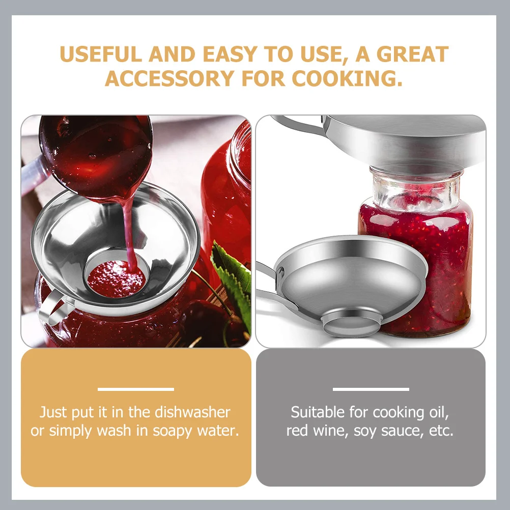 

Wide Mouth Stainless Steel Thick Metal Funnel Jam Jar Canning Kitchen Liquid Oil Filling Funnel Stainless-Steel Colander