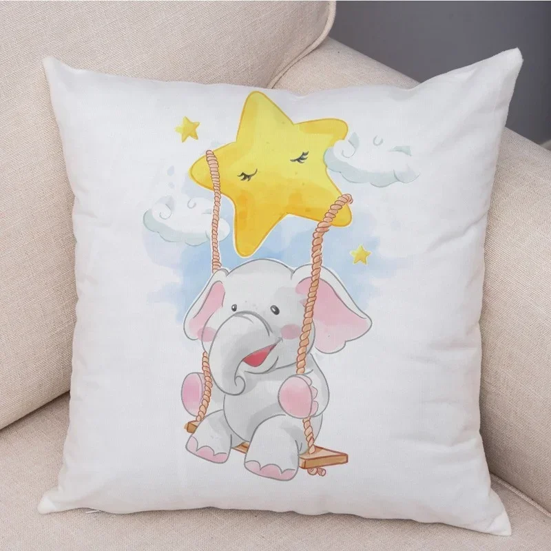 Cute Christmas Cartoon Animal Cushion Cover Adornment Santa Claus Pillowcase Soft Pillowcase Children's Room Sofa Home