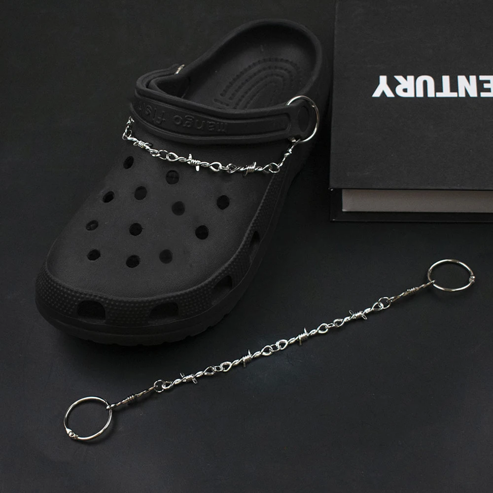 1PC Fashion Shoe Charms for Sandals Clogs DIY Accessories Set Punk Pendant Metal Chain Buckle Personalized Shoes Decoration image 3