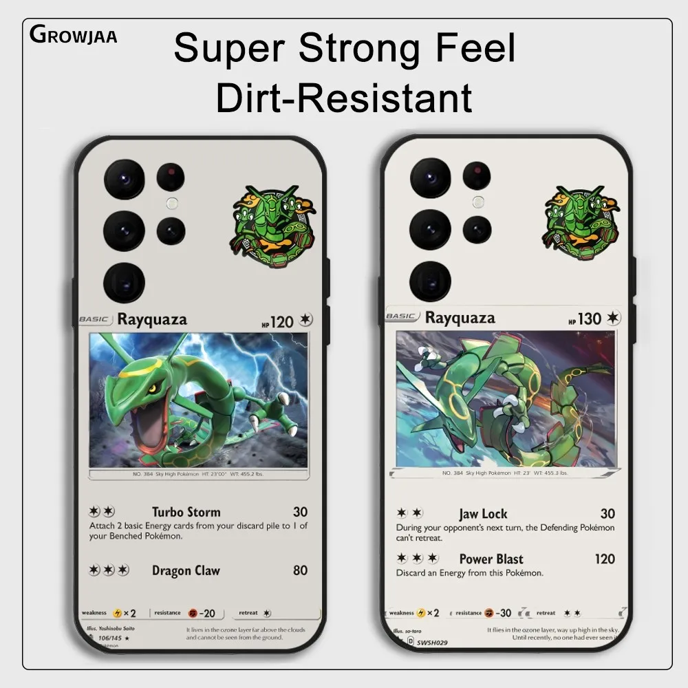 

Rayquaza Card Introduction Phone Case For Samsung Galaxy S25 S24 S22 S23 Ultra S21 S20 Plus 5G Protective Silicone Funda